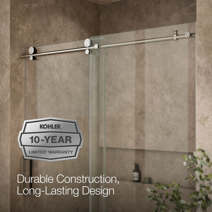 KOHLER K-701696-L Composed Sliding shower door, 78" H x 56-1/8 - 59-7/8" W, with 3/8" thick Crystal Clear glass, anodized...