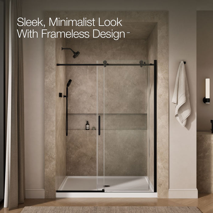 KOHLER K-701696-L Composed Sliding shower door, 78" H x 56-1/8 - 59-7/8" W, with 3/8" thick Crystal Clear glass, matte...