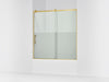 KOHLER K-702253-10G81 Rely 62-1/2" H sliding bath door with 3/8"-thick glass, vibrant brushed moderne brass