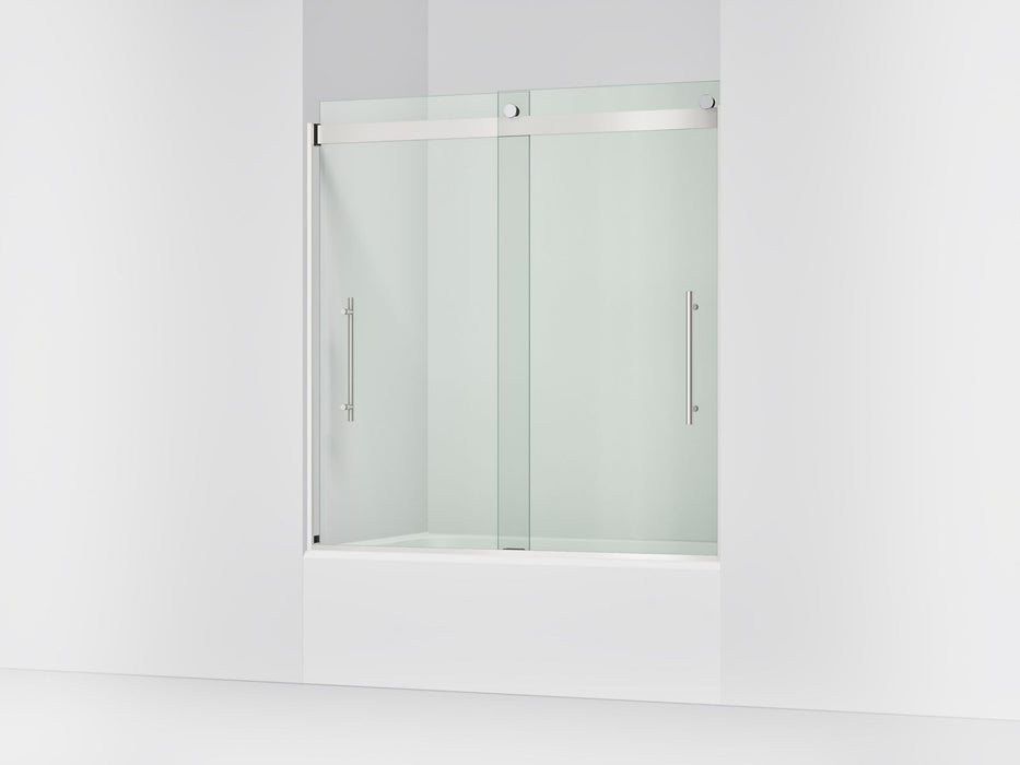 KOHLER K-702419-L Levity Frameless sliding bath door, 61-9/16" H x 56-5/8 - 59-5/8" W, with 5/16"-thick Crystal Clear...