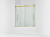 KOHLER K-702419-L Levity Frameless sliding bath door, 61-9/16" H x 56-5/8 - 59-5/8" W, with 5/16"-thick Crystal Clear...