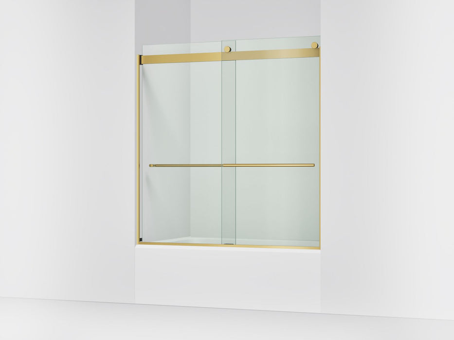 KOHLER K-702420-L Levity Frameless sliding bath door, 61-9/16" H x 56-5/8 - 59-5/8" W, with 5/16"-thick Crystal Clear...