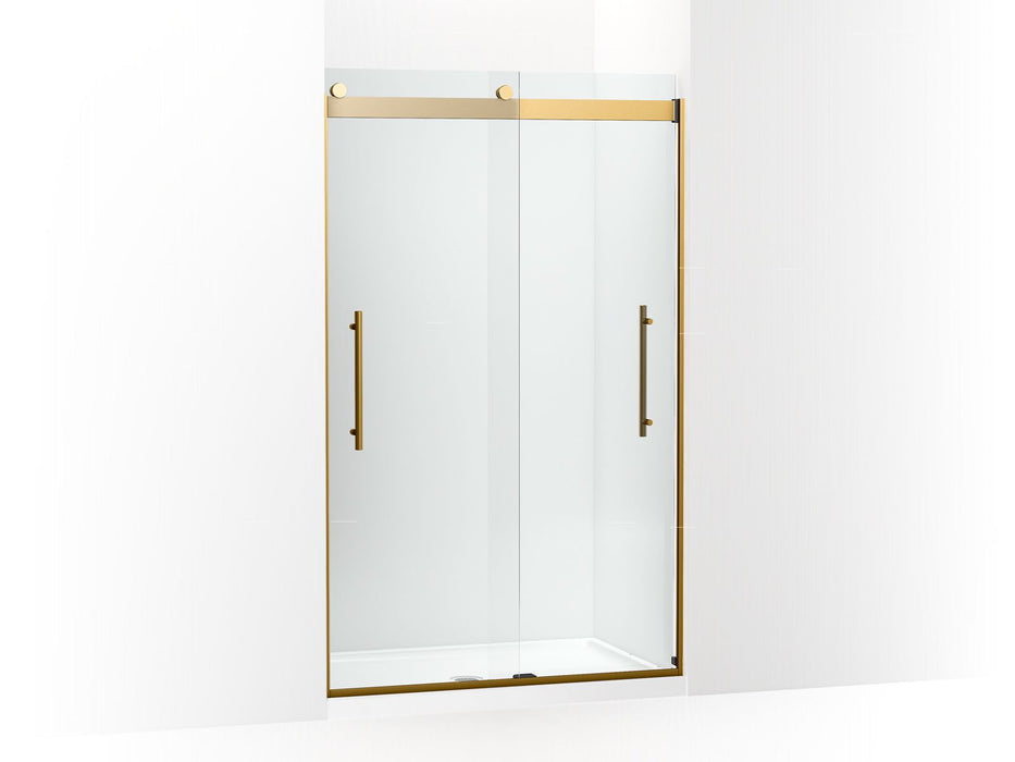 KOHLER K-702421-L Levity Frameless sliding shower door, 77-9/16" H x 44-5/8 - 47-5/8" W, with 5/16"-thick Crystal Clear...