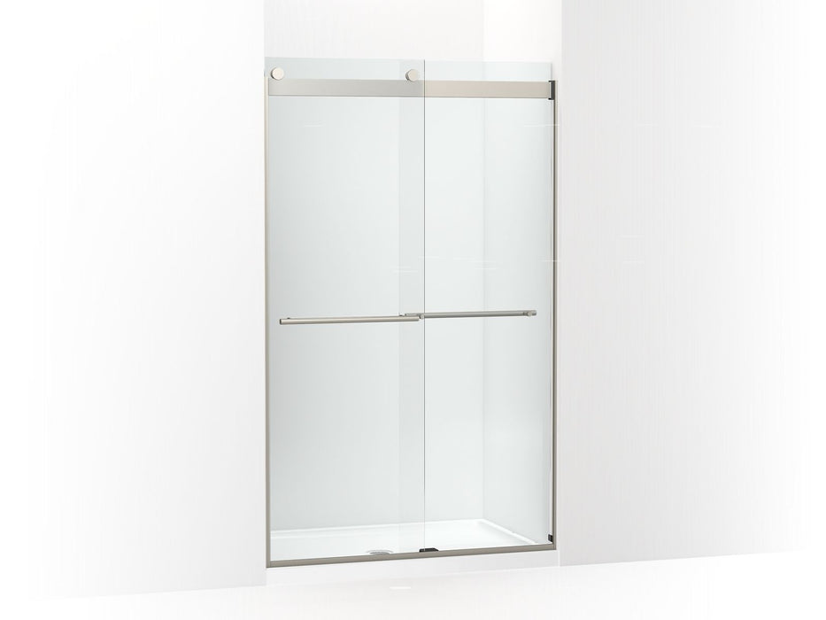 KOHLER K-702422-L Levity Frameless sliding shower door, 77-9/16" H x 44-5/8 - 47-5/8" W, with 5/16"-thick Crystal Clear...