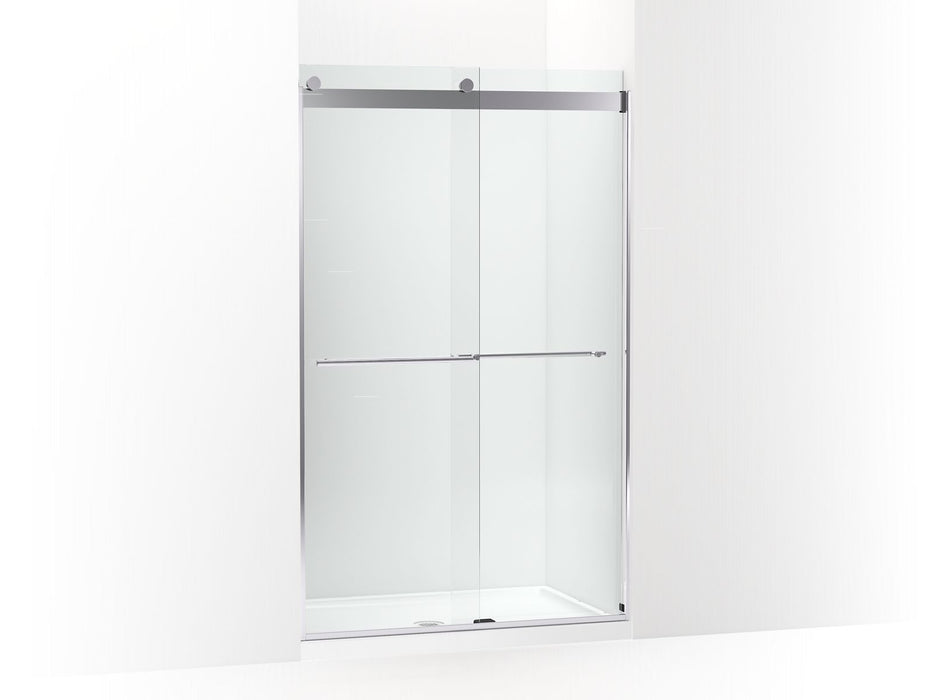 KOHLER K-702422-L Levity Frameless sliding shower door, 77-9/16" H x 44-5/8 - 47-5/8" W, with 5/16"-thick Crystal Clear...