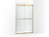 KOHLER K-702422-L Levity Frameless sliding shower door, 77-9/16" H x 44-5/8 - 47-5/8" W, with 5/16"-thick Crystal Clear...