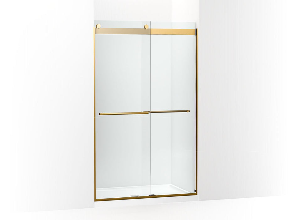 KOHLER K-702422-L Levity Frameless sliding shower door, 77-9/16" H x 44-5/8 - 47-5/8" W, with 5/16"-thick Crystal Clear...