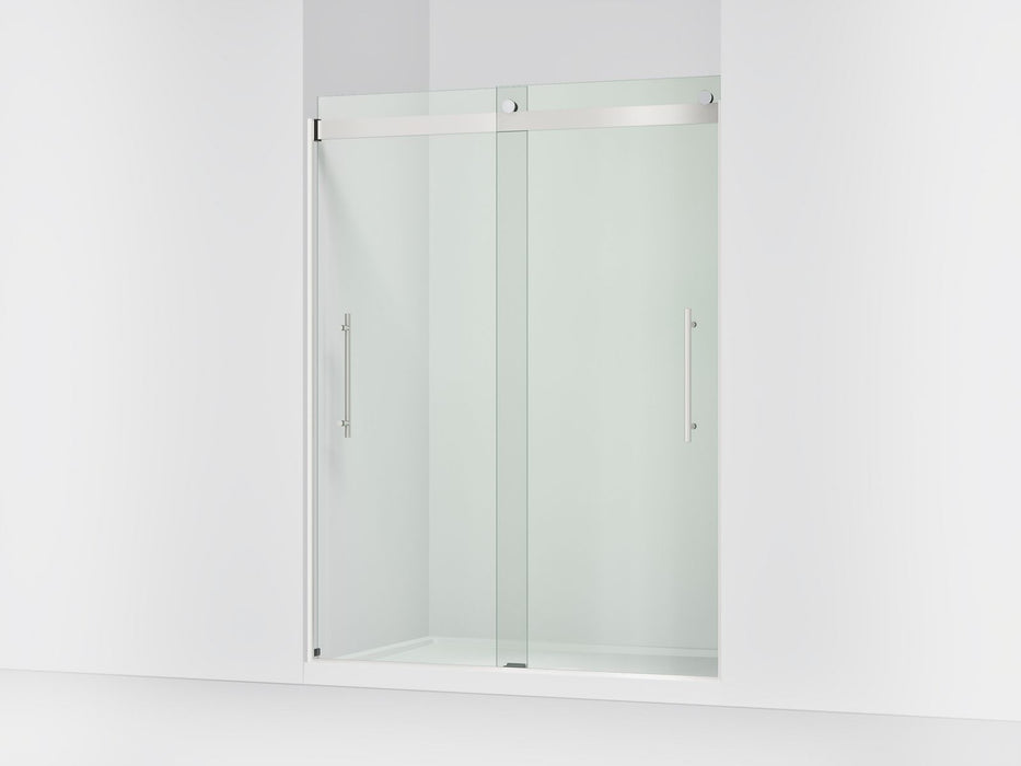 KOHLER K-702423-L Levity Frameless sliding shower door, 77-9/16" H x 56-5/8 - 59-5/8" W, with 5/16"-thick Crystal Clear...