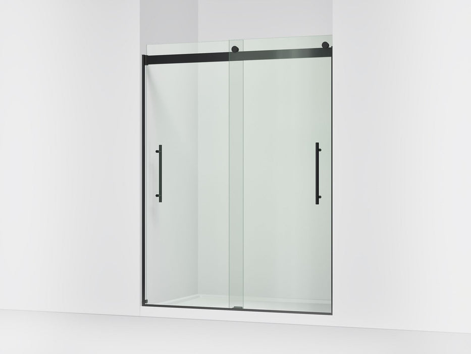 KOHLER K-702423-L Levity Frameless sliding shower door, 77-9/16" H x 56-5/8 - 59-5/8" W, with 5/16"-thick Crystal Clear...