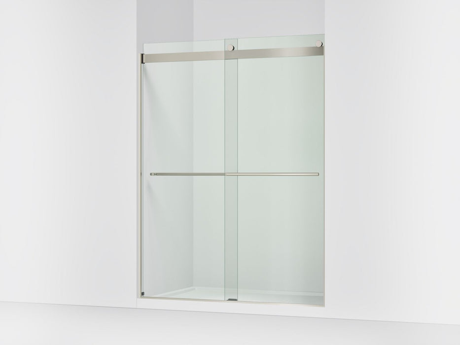 KOHLER K-702424-L Levity Frameless sliding shower door, 77-9/16" H x 56-5/8 - 59-5/8" W, with 5/16"-thick Crystal Clear...