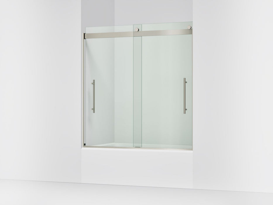 KOHLER K-702425-L Levity Frameless sliding bath door, 61-9/16" H x 56-5/8 - 59-5/8" W, with 3/8"-thick Crystal Clear...