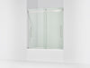 KOHLER K-702425-L Levity Frameless sliding bath door, 61-9/16" H x 56-5/8 - 59-5/8" W, with 3/8"-thick Crystal Clear...