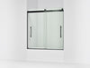 KOHLER K-702425-L Levity Frameless sliding bath door, 61-9/16" H x 56-5/8 - 59-5/8" W, with 3/8"-thick Crystal Clear...