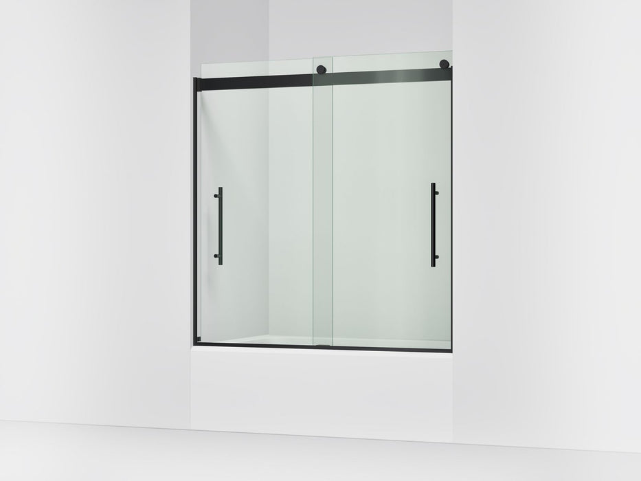 KOHLER K-702425-L Levity Frameless sliding bath door, 61-9/16" H x 56-5/8 - 59-5/8" W, with 3/8"-thick Crystal Clear...