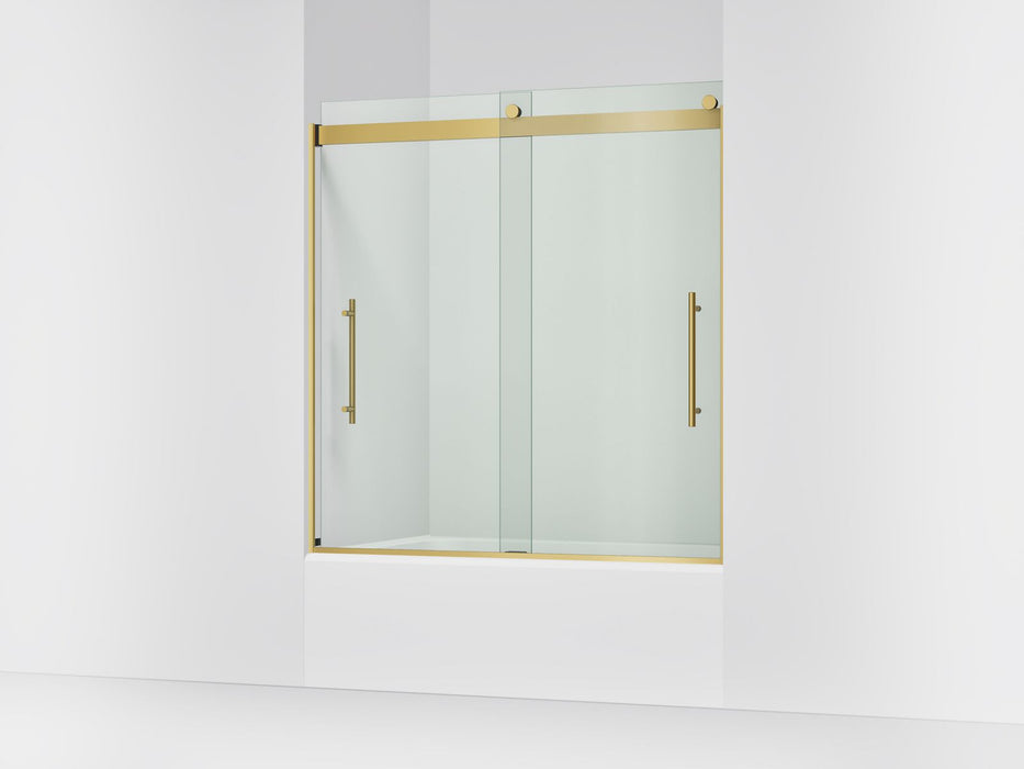 KOHLER K-702425-L Levity Frameless sliding bath door, 61-9/16" H x 56-5/8 - 59-5/8" W, with 3/8"-thick Crystal Clear...