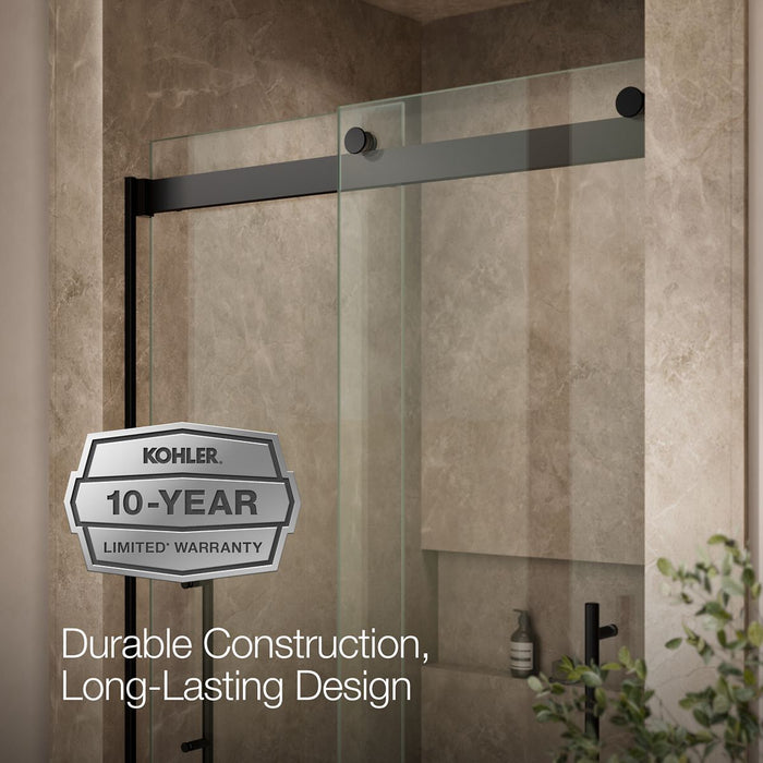 KOHLER K-702427-L Levity Frameless sliding shower door, 81-5/8" H x 44-5/8 - 47-5/8" W, with 3/8"-thick Crystal Clear...