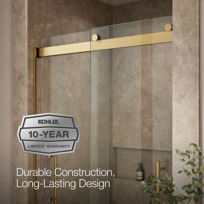 KOHLER K-702427-L Levity Frameless sliding shower door, 81-5/8" H x 44-5/8 - 47-5/8" W, with 3/8"-thick Crystal Clear...