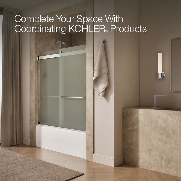 KOHLER K-706004-D3 Levity Sliding bath door, 62" H x 56-5/8 - 59-5/8" W, with 1/4" thick Frosted glass