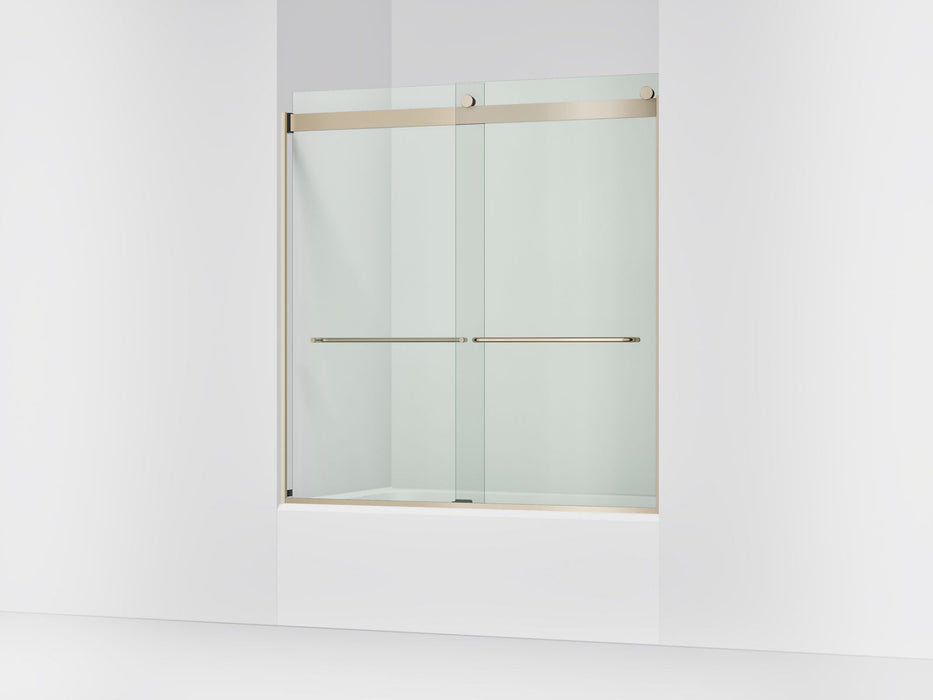 KOHLER K-706004-L Levity Sliding bath door, 62" H x 56-5/8 - 59-5/8" W, with 1/4" thick Crystal Clear glass