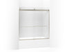 KOHLER K-706005-D3 Levity Sliding bath door, 59-3/4" H x 54 - 57" W, with 1/4" thick Frosted glass, matte nickel