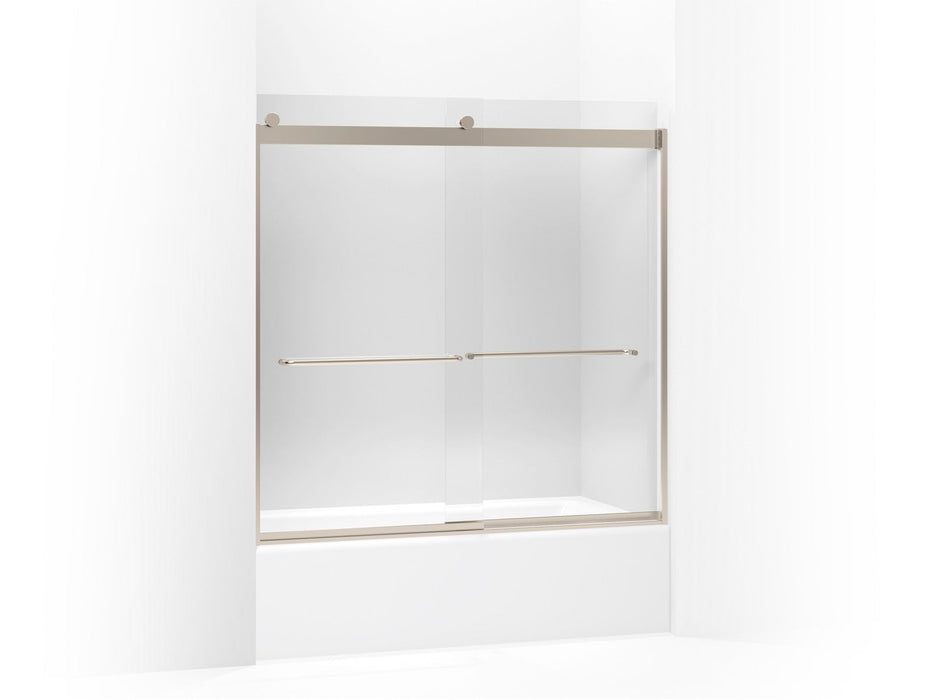 KOHLER K-706005-L Levity Sliding bath door, 59-3/4" H x 54 - 57" W, with 1/4" thick Crystal Clear glass, anodized brushed...