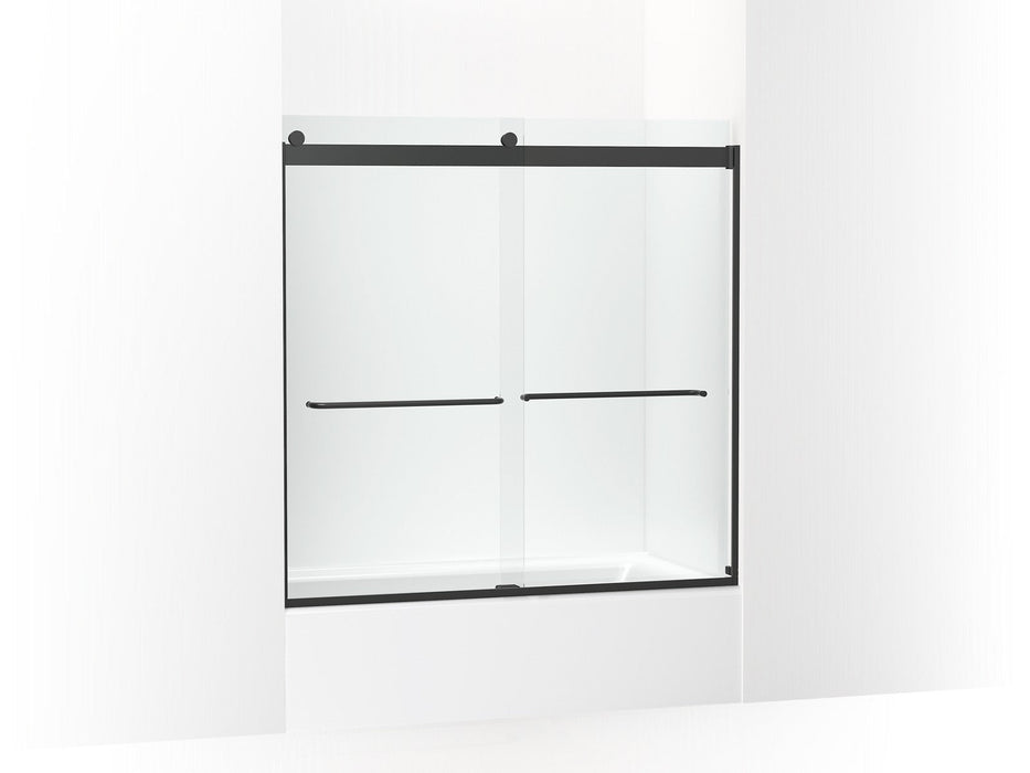 KOHLER K-706005-L Levity Sliding bath door, 59-3/4" H x 54 - 57" W, with 1/4" thick Crystal Clear glass, matte black