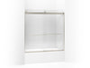 KOHLER K-706005-L Levity Sliding bath door, 59-3/4" H x 54 - 57" W, with 1/4" thick Crystal Clear glass, matte nickel