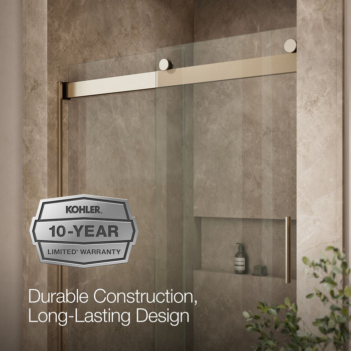 KOHLER K-706008-L Levity Sliding shower door, 74" H x 43-5/8 - 47-5/8" W, with 1/4" thick Crystal Clear glass