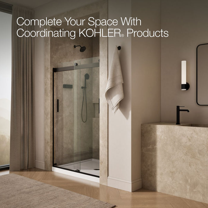 KOHLER K-706008-L Levity Sliding shower door, 74" H x 43-5/8 - 47-5/8" W, with 1/4" thick Crystal Clear glass