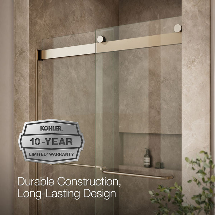 KOHLER K-706014-L Levity Sliding shower door, 74" H x 44-5/8 - 47-5/8" W, with 1/4" thick Crystal Clear glass