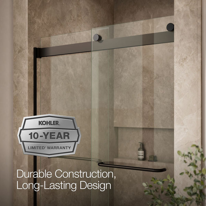 KOHLER K-706014-L Levity Sliding shower door, 74" H x 44-5/8 - 47-5/8" W, with 1/4" thick Crystal Clear glass