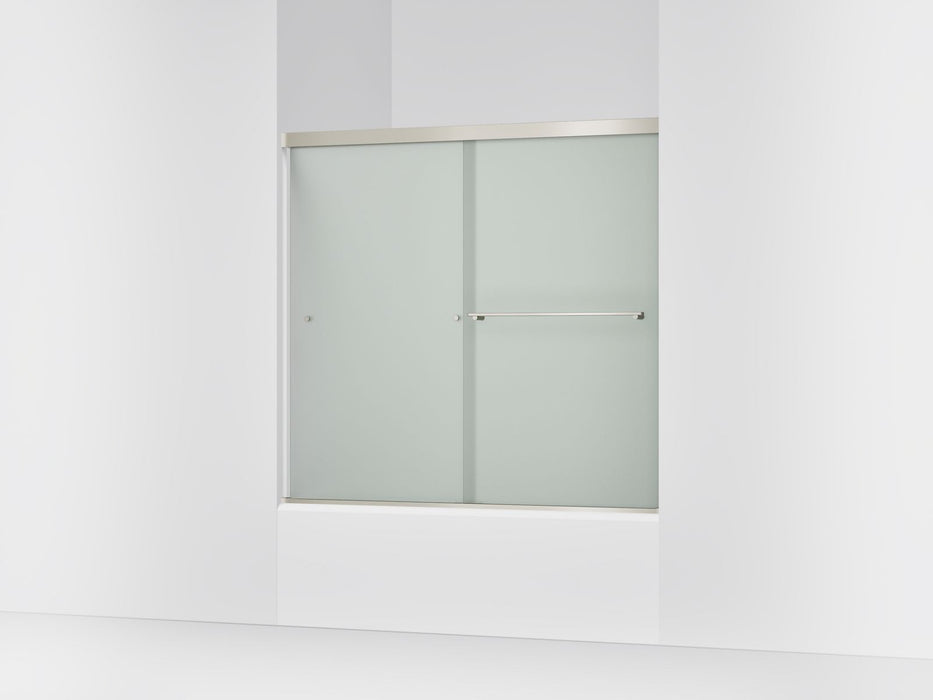 KOHLER K-707000-D3 Revel Sliding bath door, 55-1/2" H x 56-5/8 - 59-5/8" W, with 1/4" thick Frosted glass