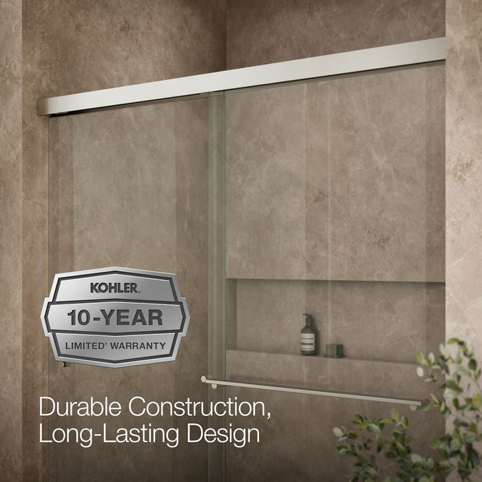 KOHLER K-707201-L Revel Sliding shower door, 70" H x 56-5/8 - 59-5/8" W, with 5/16" thick Crystal Clear glass