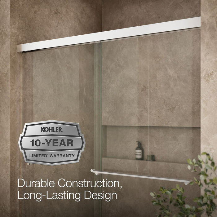 KOHLER K-707201-L Revel Sliding shower door, 70" H x 56-5/8 - 59-5/8" W, with 5/16" thick Crystal Clear glass