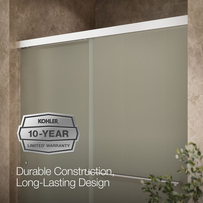 KOHLER K-707206-D3 Revel Sliding shower door, 76" H x 56-5/8 - 59-5/8" W, with 5/16" thick Frosted glass