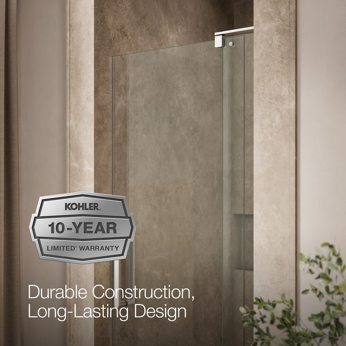 KOHLER K-707506-L Revel Pivot shower door, 74" H x 27-5/16 - 31-1/8" W, with 5/16" thick Crystal Clear glass