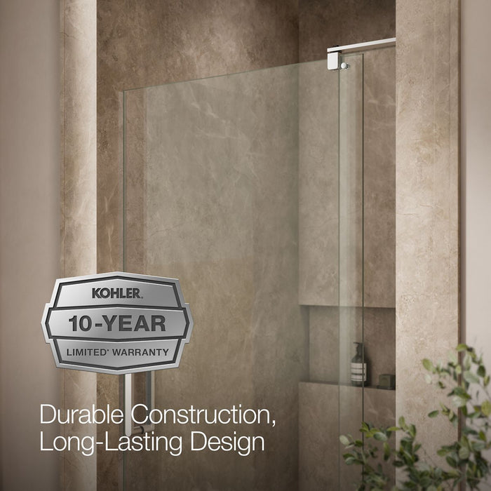 KOHLER K-707546-L Revel Pivot shower door, 74" H x 39-1/8 - 44" W, with 5/16" thick Crystal Clear glass