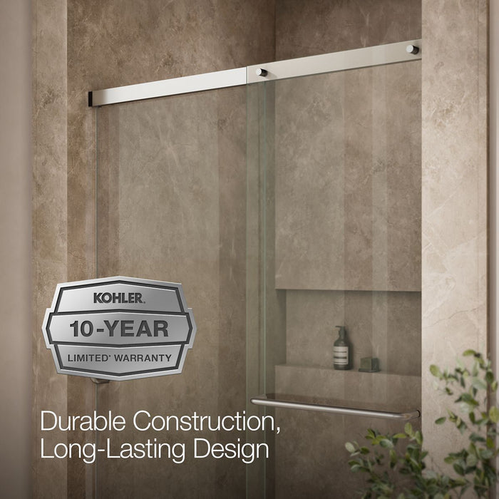 KOHLER K-707606-6L Elate Sliding shower door, 70-1/2" H x 44-1/4 - 47-5/8" W, with 1/4" thick Crystal Clear glass, matte...