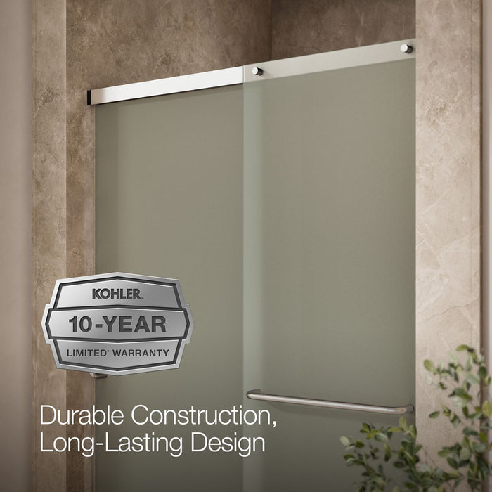 KOHLER K-707607-6D3 Elate Sliding shower door, 70-1/2" H x 50-1/4 - 53-5/8" W, with 1/4" thick Frosted glass, bright...