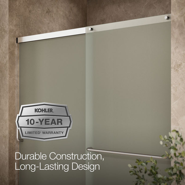 KOHLER K-707608-6D3 Elate Sliding shower door, 70-1/2" H x 56-1/4 - 59-5/8" W, with 1/4" thick Frosted glass, bright...