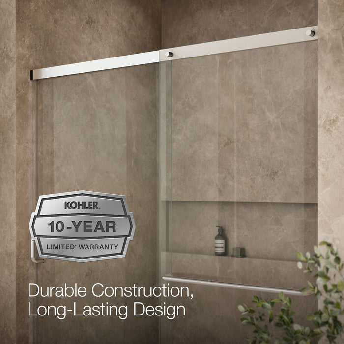 KOHLER K-707608-6L Elate Sliding shower door, 70-1/2" H x 56-1/4 - 59-5/8" W, with 1/4" thick Crystal Clear glass, bright...