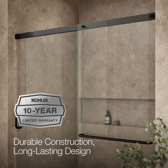 KOHLER K-707608-6L Elate Sliding shower door, 70-1/2" H x 56-1/4 - 59-5/8" W, with 1/4" thick Crystal Clear glass, matte...