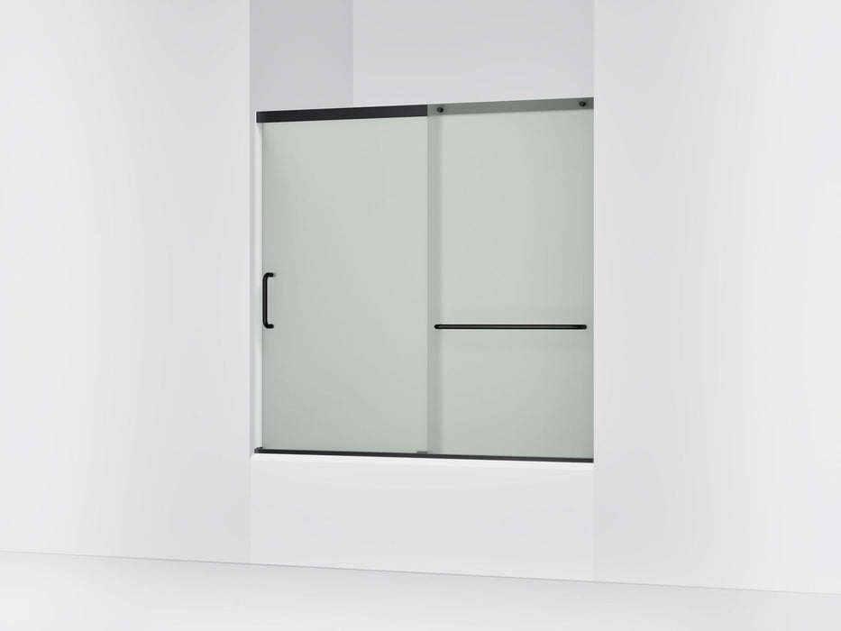 KOHLER K-707609-6D3 Elate Sliding bath door, 56-3/4" H x 56-1/4 - 59-5/8" W, with 1/4" thick Frosted glass, matte black