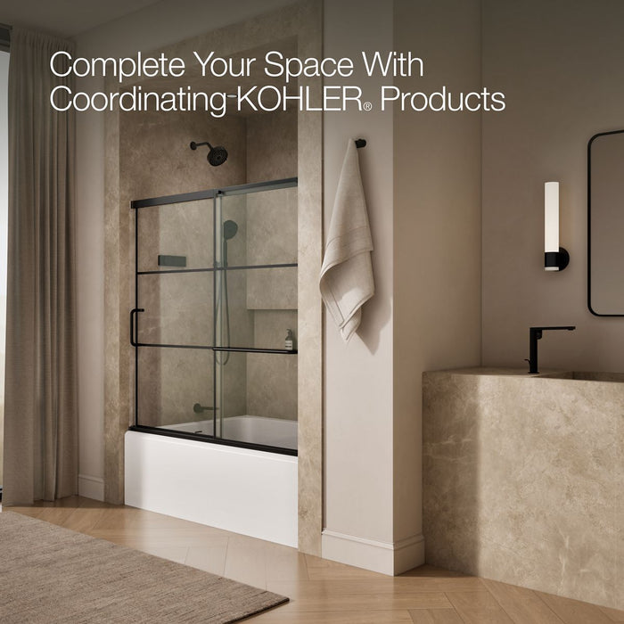 KOHLER K-707609-6G79 Elate Sliding bath door, 56-3/4" H x 56-1/4 - 59-5/8" W, with 1/4" thick Crystal Clear glass with...