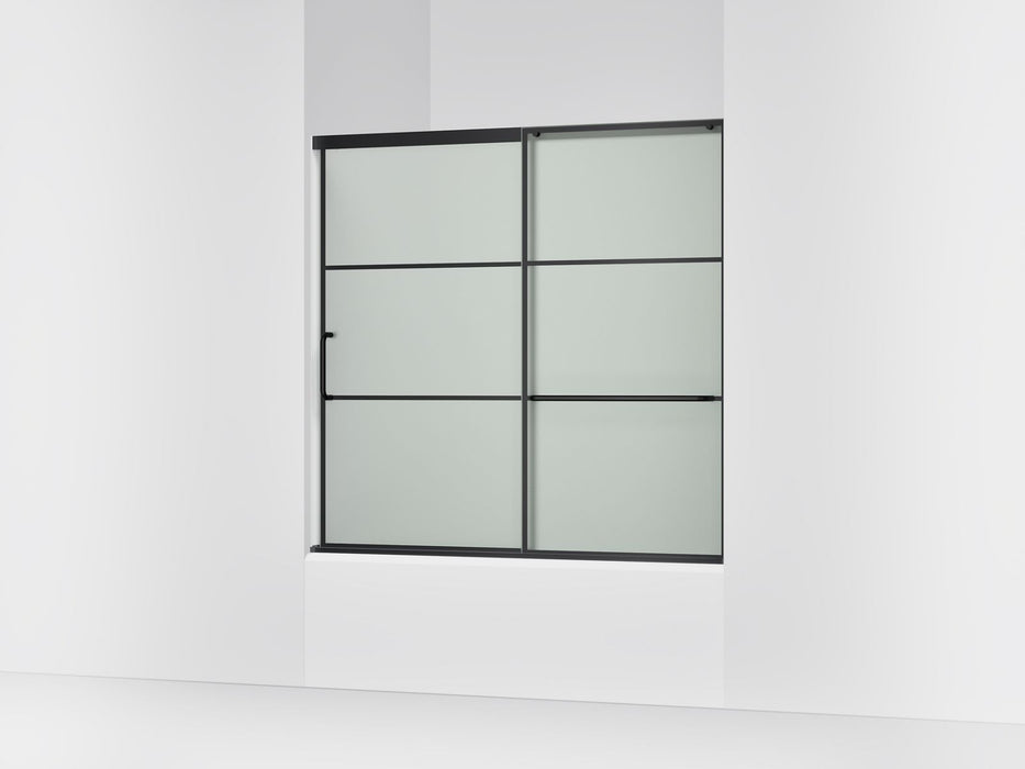 KOHLER K-707609-6G80 Elate Sliding bath door, 56-3/4" H x 56-1/4 - 59-5/8" W, with 1/4" thick Frosted glass with...