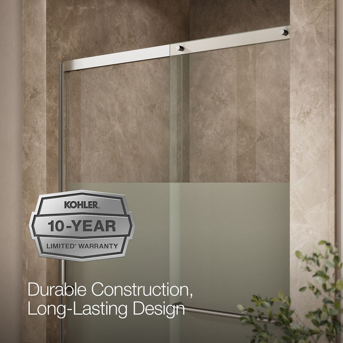 KOHLER K-707613-8G81 Elate Sliding shower door, 75-1/2" H x 44-1/4 - 47-5/8" W, with heavy 5/16" thick Crystal Clear...
