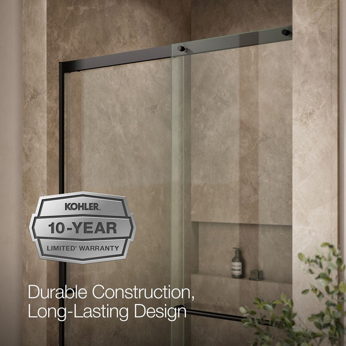 KOHLER K-707613-8L Elate Sliding shower door, 75-1/2" H x 44-1/4 - 47-5/8" W, with heavy 5/16" thick Crystal Clear glass,...