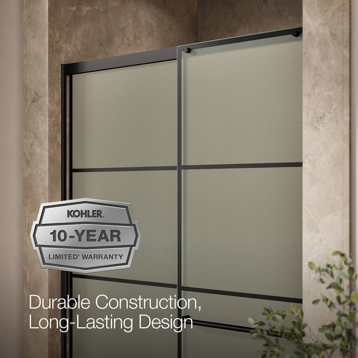 KOHLER K-707614-8G80 Elate Sliding shower door, 75-1/2" H x 50-1/4 - 53-5/8" W, with heavy 5/16" thick Frosted glass with...