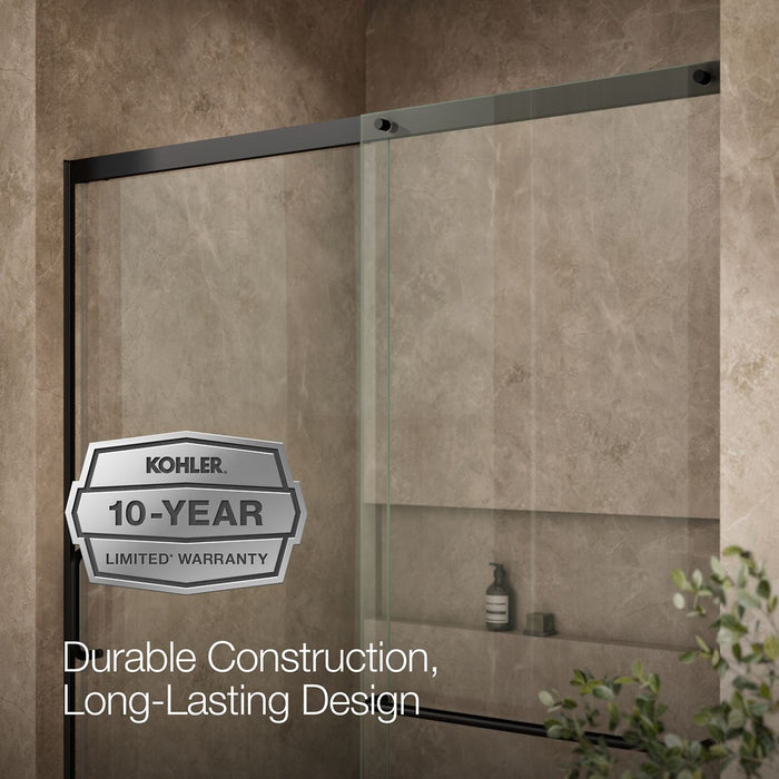 KOHLER K-707616-8L Elate Sliding shower door, 75-1/2" H x 62-1/4 - 65-5/8" W, with heavy 5/16" thick Crystal Clear glass,...
