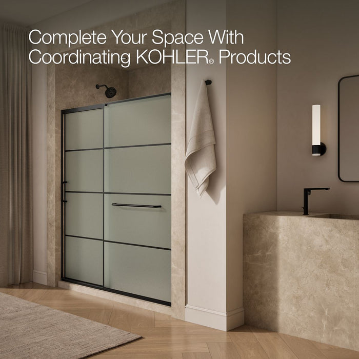KOHLER K-707617-8G80 Elate Sliding shower door, 75-1/2" H x 68-1/4 - 71-5/8" W, with heavy 5/16" thick Frosted glass with...
